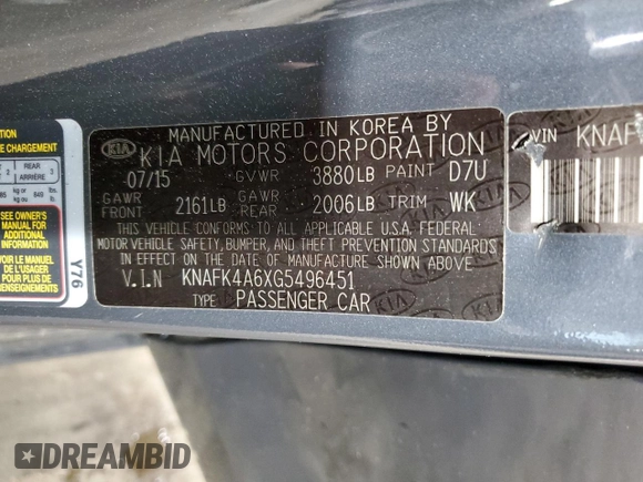 2016 Kia Forte LX with VIN KNAFK4A6XG5496451, listed as a Copart auction lot 51825655 with 200,440 mi miles and Clean Title. Bid and sale history available at carsss.com. Image 12.