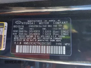 2017 Hyundai Tucson Limited z VIN KM8J3CA27HU391581, wystawiony jako Copart lot #45358055 z przebiegiem 92 230 mil mil oraz Szkoda całkowita • Salvage title. Historia ofert i sprzedaży dostępna na DreamBid. Obrazek 14.