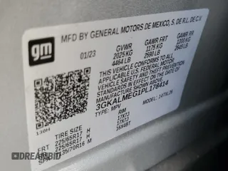 2023 GMC Terrain SLE z VIN 3GKALMEG1PL178414, wystawiony jako Copart lot #56093585 z przebiegiem 13 398 mil mil oraz Szkoda całkowita • Salvage title. Historia ofert i sprzedaży dostępna na DreamBid. Obrazek 14.