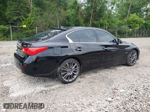 2016 Infiniti Q50 Red Sport 400 with VIN JN1FV7AR4GM450788, listed as a Copart auction lot 63069385 with 87,740 mi miles and Salvage title. Bid and sale history available at DreamBid. Image 3.