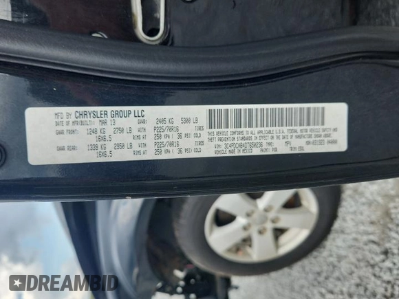 2013 Dodge Journey American Value with VIN 3C4PDCAB4DT650236, listed as a Copart auction lot 62913595 with Not provided miles and Salvage title. Bid and sale history available at DreamBid. Image 14.