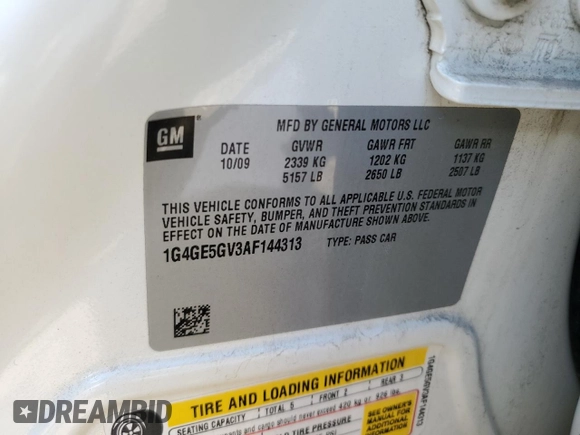 2010 Buick LaCrosse CXS with VIN 1G4GE5GV3AF144313, listed as a Copart auction lot 56074085 with 203,698 mi miles and Salvage title. Bid and sale history available at DreamBid. Image 12.