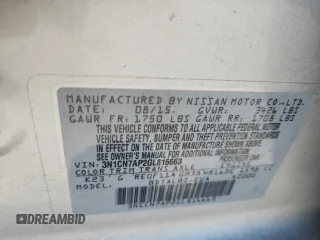 2016 Nissan Versa S with VIN 3N1CN7AP2GL816663, listed as a Copart auction lot 63510265 with 171,166 mi miles and Salvage title. Bid and sale history available at DreamBid. Image 12.