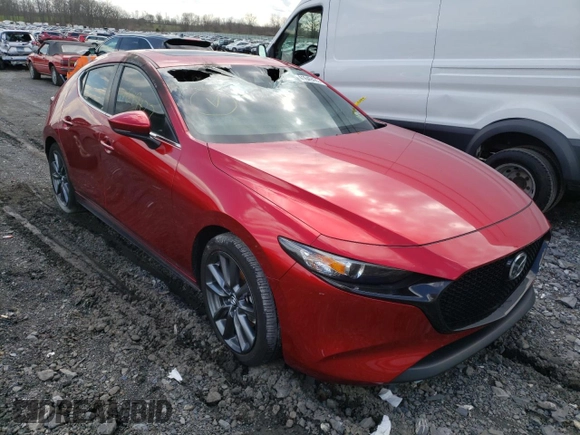 2021 Mazda Mazda3 Hatchback Preferred with VIN JM1BPBLL7M1315898, listed as a Copart auction lot 41649422 with 0 mi miles and Salvage Title. Bid and sale history available at carsss.com. Image 1.