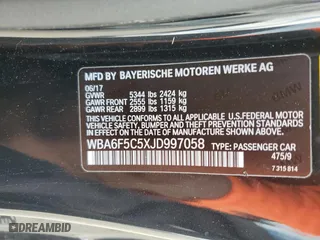 2018 BMW 6 Series 650i with VIN WBA6F5C5XJD997058, listed as a Copart auction lot 70083514 with 0 mi miles and Salvage Title. Bid and sale history available at carsss.com. Image 13.