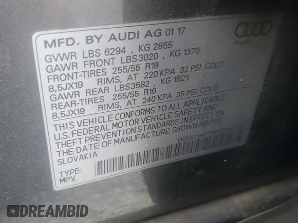 2017 Audi Q7 Premium Plus z VIN WA1LHAF78HD042253, wystawiony jako Copart lot #61236055 z przebiegiem 208 713 mil mil oraz Czysty tytuł • Clean title. Historia ofert i sprzedaży dostępna na DreamBid. Obrazek 12.