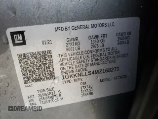 2021 GMC Acadia AT4 with VIN 1GKKNLLS4MZ168271, listed as a Copart auction lot 44726025 with 81,620 mi miles and Salvage Title. Bid and sale history available at carsss.com. Image 14.