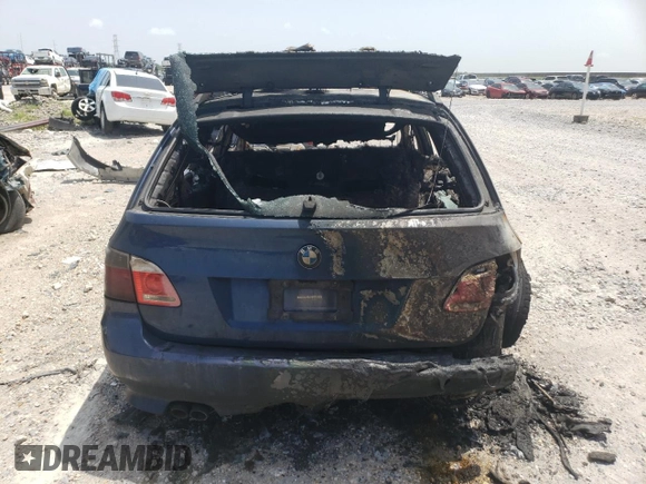 2007 BMW 5 Series 530xi with VIN WBANN73527CN04532, listed as a Copart auction lot 62536625 with Not provided miles and Salvage title. Bid and sale history available at DreamBid. Image 6.