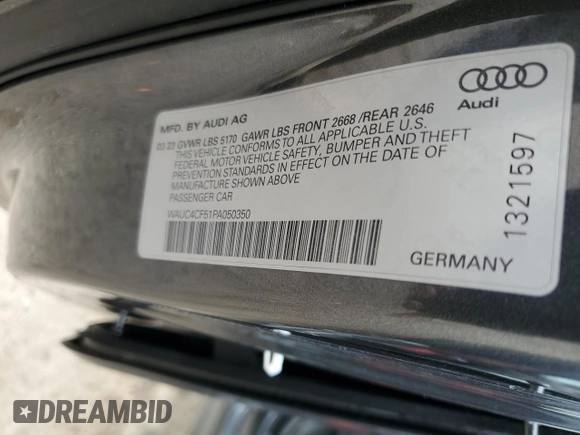 2023 Audi S5 Sportback Premium Plus z VIN WAUC4CF51PA050350, wystawiony jako Copart lot #77148214 z przebiegiem 32 237 mil mil oraz Szkoda całkowita • Salvage title. Historia ofert i sprzedaży dostępna na DreamBid. Obrazek 15.
