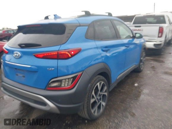 2022 Hyundai Kona Limited with VIN KM8K53A33NU913545, listed as a IAAI auction lot 41879560 with 21,416 mi miles. Bid and sale history available at carsss.com. Image 4.