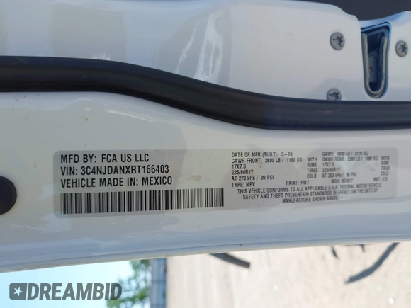 2024 Jeep Compass Sport с VIN 3C4NJDANXRT166403, выставлен на аукционе IAAI как лот 42248305 с пробегом 20 907 миль миль и . История ставок и продаж доступна на DreamBid. Изображение 9.