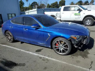 2019 Genesis G70 Advanced with VIN KMTG34LE2KU017061, listed as a Copart auction lot 46346405 with 95,592 mi miles and Salvage title. Bid and sale history available at DreamBid. Image 4.