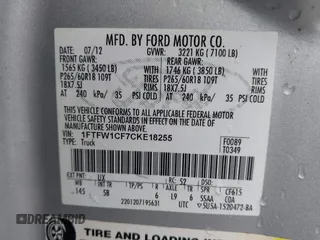 2012 Ford F-150 XL with VIN 1FTFW1CF7CKE18255, listed as a IAAI auction lot 41506688 with 243,624 mi miles. Bid and sale history available at carsss.com. Image 9.