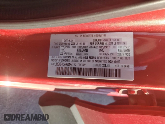 2015 Mazda CX-5 Touring with VIN JM3KE4CY8F0484177, listed as a Copart auction lot 51303395 with 113,307 mi miles and Non Repairable. Bid and sale history available at DreamBid. Image 13.
