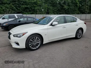 2018 Infiniti Q50 Luxe with VIN JN1EV7AR9JM612160, listed as a Copart auction lot 61438085 with 48,984 mi miles and Salvage title. Bid and sale history available at DreamBid. Image 1.