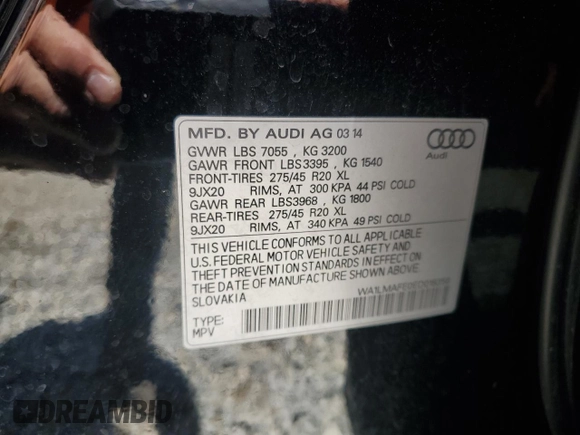 2014 Audi Q7 Premium Plus with VIN WA1LMAFE0ED018356, listed as a Copart auction lot 58155505 with 109,340 mi miles and Clean title. Bid and sale history available at DreamBid. Image 13.