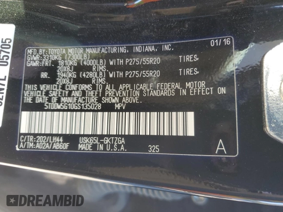 2016 Toyota Sequoia Platinum with VIN 5TDDW5G10GS135028, listed as a Copart auction lot 88005725 with 242,760 mi miles and Salvage Title. Bid and sale history available at carsss.com. Image 13.