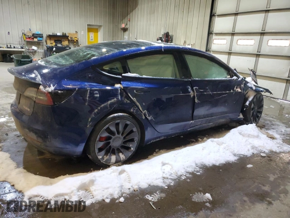 2021 Tesla Model 3 Performance with VIN 5YJ3E1EC2MF985030, listed as a Copart auction lot 44117565 with Not Provided miles and Salvage Title. Bid and sale history available at DreamBid. Image 3.