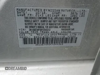 2019 Nissan Sentra S with VIN 3N1AB7AP2KY244313, listed as a Copart auction lot 59737575 with 46,198 mi miles and Salvage title. Bid and sale history available at DreamBid. Image 12.