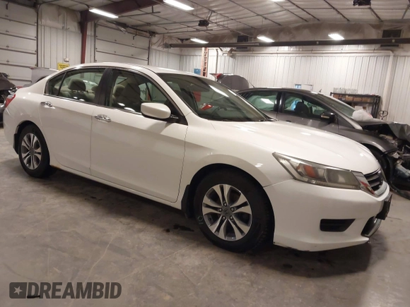 2013 Honda Accord LX z VIN 1HGCR2F35DA055447, wystawiony jako IAAI lot #41983917 z przebiegiem 131 858 mil mil oraz . Historia ofert i sprzedaży dostępna na DreamBid. Obrazek 1.