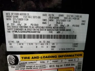 2024 Ford Expedition Limited с VIN 1FMJU2A82REA48152, выставлен на аукционе Copart как лот 59857365 с пробегом 50 653 миль миль и Чистый • Clean title. История ставок и продаж доступна на DreamBid. Изображение 13.