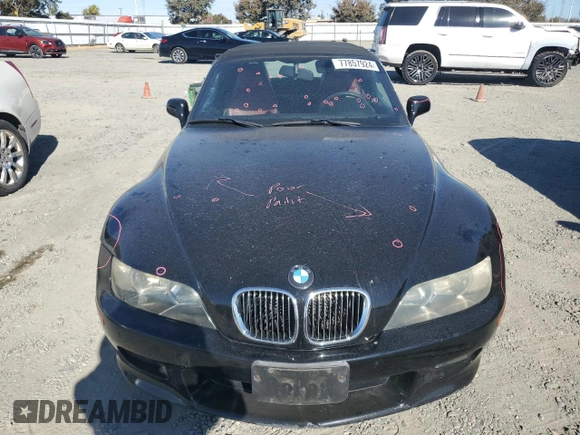 2001 BMW Z3 2.5 z VIN WBACN33431LK45600, wystawiony jako Copart lot #77857924 z przebiegiem 127 272 mil mil oraz Szkoda całkowita • Salvage title. Historia ofert i sprzedaży dostępna na DreamBid. Obrazek 5.