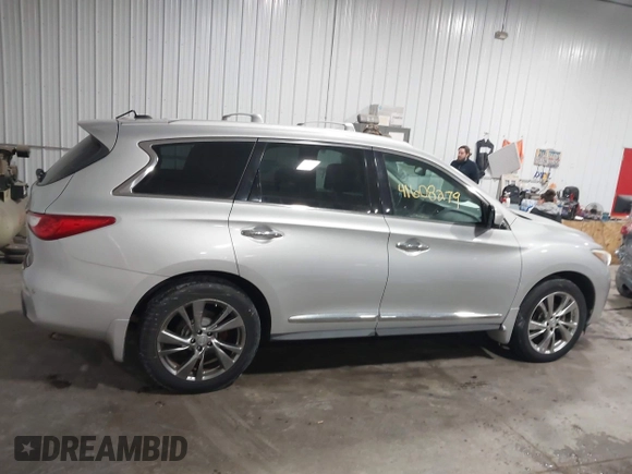 2013 Infiniti JX35 with VIN 5N1AL0MMXDC344217, listed as a IAAI auction lot 41608279 with 106,015 mi miles and . Bid and sale history available at DreamBid. Image 13.
