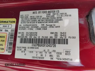 2015 Ford Mustang EcoBoost Premium with VIN 1FATP8UH3F5343720, listed as a IAAI auction lot 42413198 with 144,430 mi miles and . Bid and sale history available at DreamBid. Image 9.