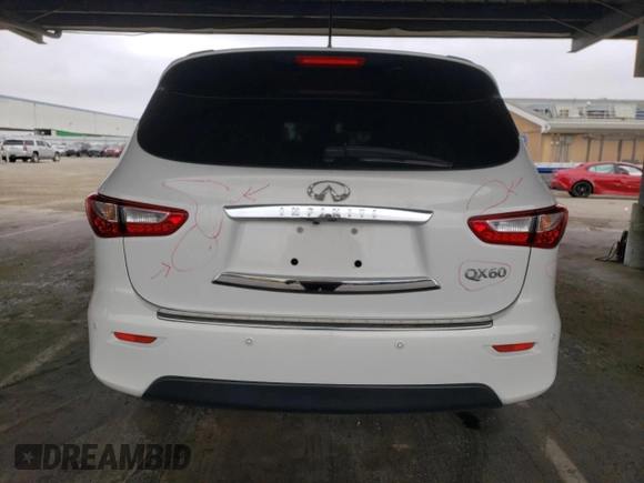 2014 Infiniti QX60 with VIN 5N1AL0MMXEC520183, listed as a Copart auction lot 61261955 with 108,691 mi miles and Salvage title. Bid and sale history available at DreamBid. Image 6.