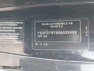 2005 Saab 9-3 Arc with VIN YS3FD79Y956003489, listed as a IAAI auction lot 42025142 with 182,845 mi miles. Bid and sale history available at carsss.com. Image 9.