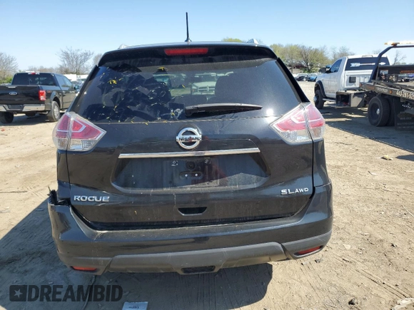 2016 Nissan Rogue SL with VIN 5N1AT2MV2GC834739, listed as a Copart auction lot 52428095 with 56,641 mi miles and Salvage Title. Bid and sale history available at DreamBid. Image 6.