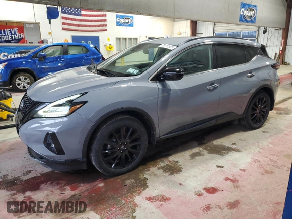 2023 Nissan Murano SV z VIN 5N1AZ2BS7PC101125, wystawiony jako Copart lot #53111325 z przebiegiem 16 590 mil mil oraz Szkoda całkowita • Salvage title. Historia ofert i sprzedaży dostępna na DreamBid. Obrazek 1.