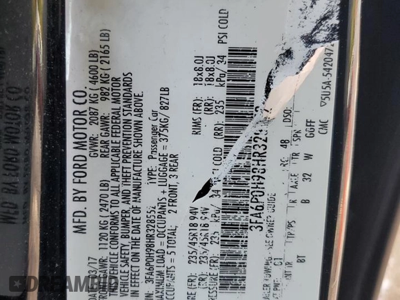 2017 Ford Fusion SE z VIN 3FA6P0H98HR328552, wystawiony jako Copart lot #52709395 z przebiegiem 188 451 mil mil oraz Szkoda całkowita • Salvage title. Historia ofert i sprzedaży dostępna na DreamBid. Obrazek 13.
