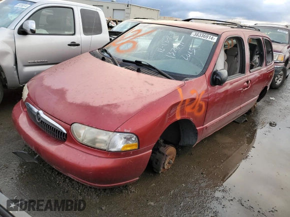 1999 Mercury Villager z VIN 4M2XV11TXXDJ03146, wystawiony jako Copart lot #38336914 z przebiegiem 94 061 mil mil oraz Nie do naprawy • Non repairable. Historia ofert i sprzedaży dostępna na DreamBid. Obrazek 1.