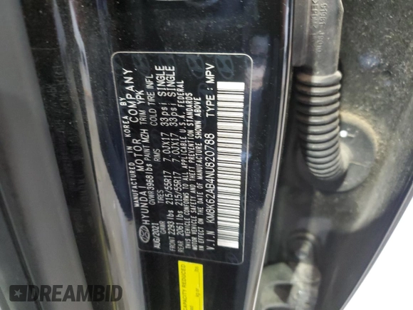 2022 Hyundai Kona SEL with VIN KM8K62AB4NU820788, listed as a Copart auction lot 50094145 with 81,683 mi miles and Salvage Title. Bid and sale history available at DreamBid. Image 13.