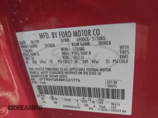 2009 Ford F-150 XL with VIN 1FTRW12849KC61776, listed as a IAAI auction lot 42382245 with 168,810 mi miles and . Bid and sale history available at DreamBid. Image 9.