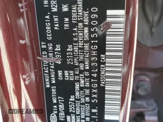 2017 Kia Optima LX z VIN 5XXGT4L33HG155090, wystawiony jako Copart lot #52758275 z przebiegiem 126 596 mil mil oraz Szkoda całkowita • Salvage title. Historia ofert i sprzedaży dostępna na DreamBid. Obrazek 12.
