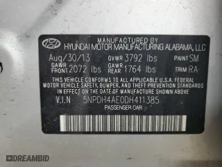 2013 Hyundai Elantra GLS with VIN 5NPDH4AE0DH411385, listed as a Copart auction lot 46824195 with 156,483 mi miles and Salvage Title. Bid and sale history available at carsss.com. Image 12.