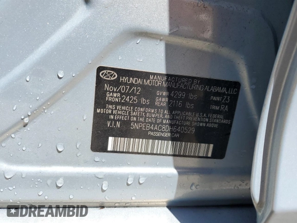2013 Hyundai Sonata GLS with VIN 5NPEB4AC8DH640529, listed as a Copart auction lot 51281265 with 26,193 mi miles and Salvage Title. Bid and sale history available at carsss.com. Image 13.