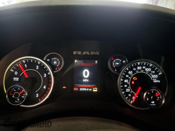 2024 Ram 2500 Big Horn with VIN 3C6UR5DL1RG266801, listed as a Copart auction lot 54773055 with 33,394 mi miles and Clean Title. Bid and sale history available at carsss.com. Image 9.