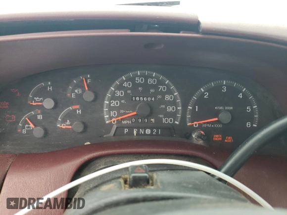 1998 Ford F-150 with VIN 1FTZF0768WKB35711, listed as a Copart auction lot 50441605 with 165,604 mi miles and Salvage title. Bid and sale history available at DreamBid. Image 9.