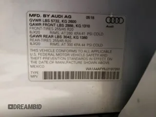 2018 Audi SQ5 Premium Plus with VIN WA1A4AFY6J2197350, listed as a Copart auction lot 78088293 with 43,553 mi miles. Bid and sale history available at carsss.com. Image 12.