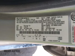 2015 Ford Fiesta S с VIN 3FADP4AJXFM190851, выставлен на аукционе IAAI как лот 42139415 с пробегом 112 733 миль миль и . История ставок и продаж доступна на DreamBid. Изображение 9.