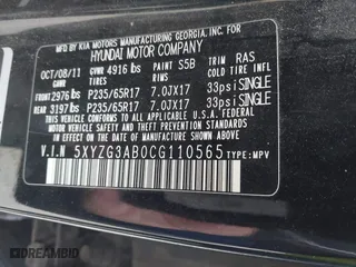 2012 Hyundai Santa Fe GLS with VIN 5XYZG3AB0CG110565, listed as a IAAI auction lot 41914537 with 332,922 mi miles. Bid and sale history available at carsss.com. Image 9.