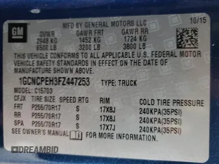 2015 Chevrolet Silverado 1500 Work Truck with VIN 1GCNCPEH3FZ447253, listed as a Copart auction lot 42869365 with 193,817 mi miles and Salvage Title. Bid and sale history available at DreamBid. Image 14.