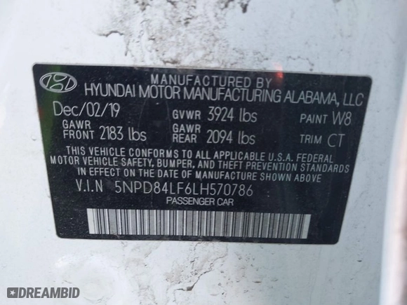 2020 Hyundai Elantra SEL with VIN 5NPD84LF6LH570786, listed as a IAAI auction lot 41800432 with 81,192 mi miles. Bid and sale history available at carsss.com. Image 9.
