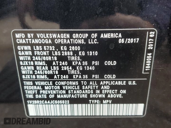 2018 Volkswagen Atlas Launch Edition z VIN 1V2BR2CA4JC505522, wystawiony jako Copart lot #42693095 z przebiegiem 157 542 mil mil oraz Czysty tytuł • Clean title. Historia ofert i sprzedaży dostępna na DreamBid. Obrazek 13.