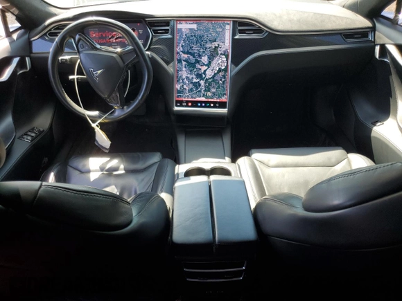 2017 Tesla Model S 100D with VIN 5YJSA1E28HF192397, listed as a Copart auction lot 55455995 with 90,534 mi miles and Salvage title. Bid and sale history available at DreamBid. Image 8.