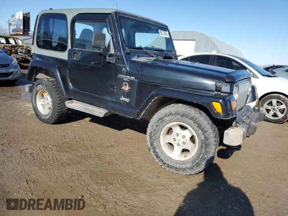 2001 Jeep Wrangler Sahara with VIN 1J4FA59S81P345126, listed as a Copart auction lot 88213245 with 152,211 mi miles and Salvage Title. Bid and sale history available at carsss.com. Image 4.