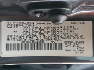 2005 Toyota 4Runner SR5 with VIN JTEZU14R558028374, listed as a Copart auction lot 51008995 with 261,032 mi miles and Salvage Title. Bid and sale history available at carsss.com. Image 14.